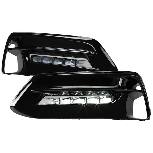 Spec-D Tuning Honda Accord Fog Lights With Gloss Black Bezzel And Clear Lens 18-Up LF-ACD184CLED-HZ - main